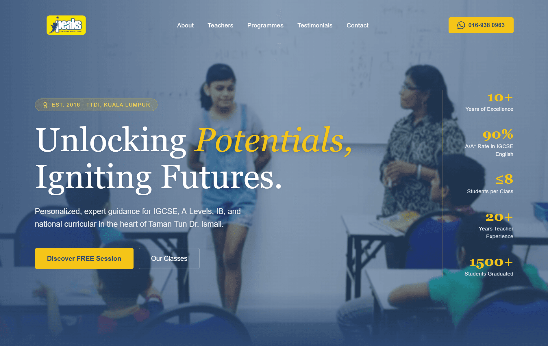 Peaks Centre of Excellence website preview